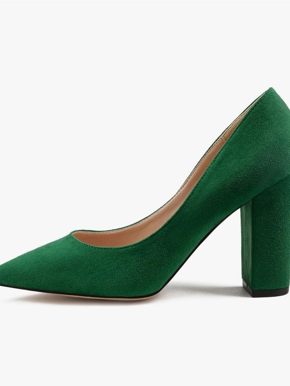 Women's Emerald Green Suede Block Heel Pumps
